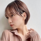 輪郭カバー似合わせ耳掛けショートボブ ピンクベージュA0428