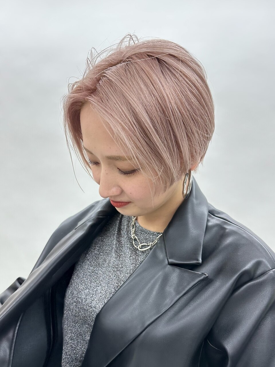 #ハンサムショート#ピンクベージュ#ショートカット