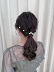 ポニーテール ローポニー パールピン  参列ヘア お呼ばれヘア