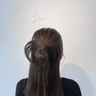 ハーフアップ カチモリアレンジ 参列ヘア 推し活ヘア