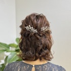 ミディアムのハーフアップ/ウェーブ巻き