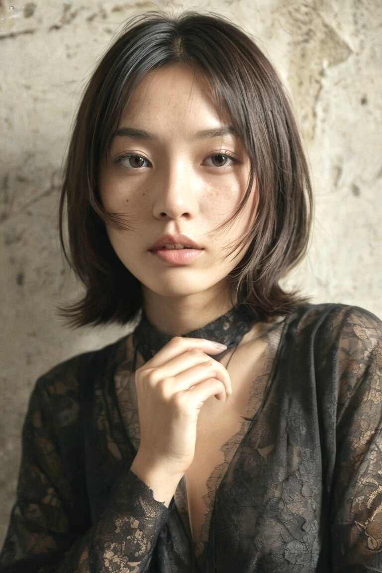 チョコレートブラウン×レイヤーボブ