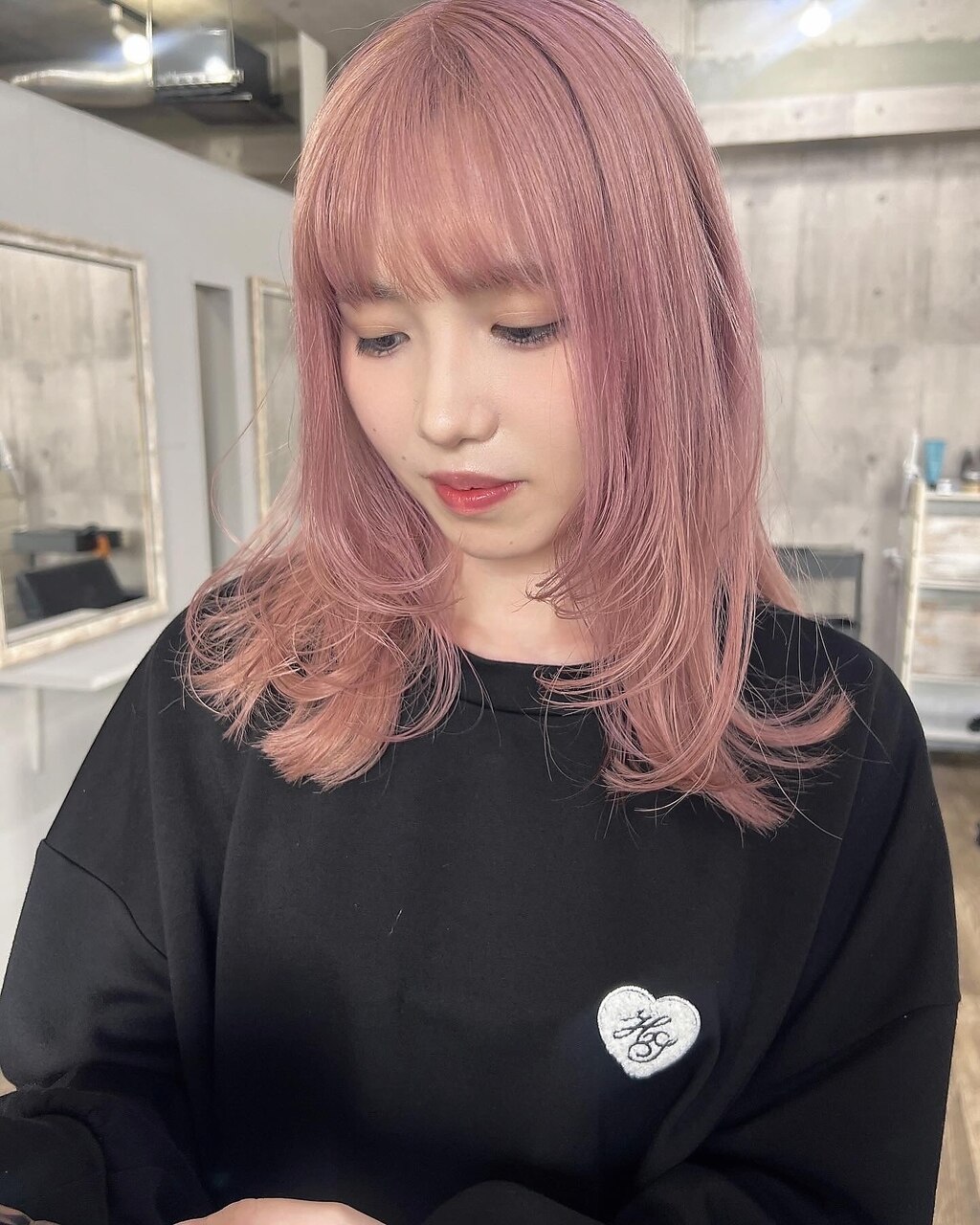 ペールピンク×レイヤーカット