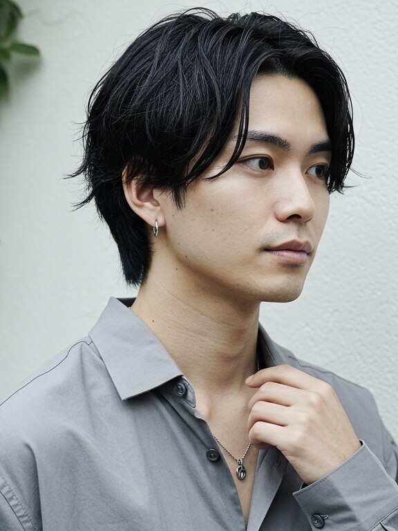 毛流れショートセンターパート