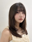 小顔顔まわり似合わせカットミディアムウルフレイヤーロング