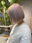 ミルクティーベージュダブルカラーケアブリーチ切りっぱなしボブ