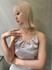 イメチェン　ボブ　外ハネボブ　美髪　ホワイトブロンド　韓国
