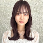 ミディアムレイヤーくびれヘアラベンダーブラウンピンクヘア銀座