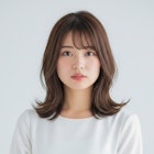 ふんわりとした毛先の外ハネカールが可愛らしいミディアムヘア