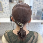 タイトローポニー/タイトヘア/参列ヘア/アップヘア/金箔