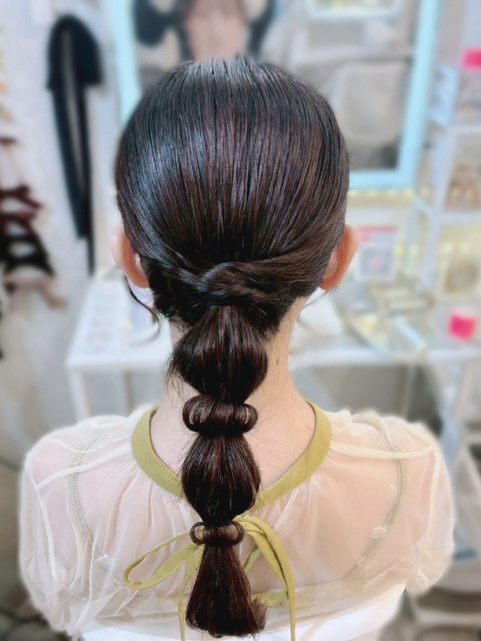 結婚式 二次会 お呼ばれ  ポニーテール 玉ねぎヘア