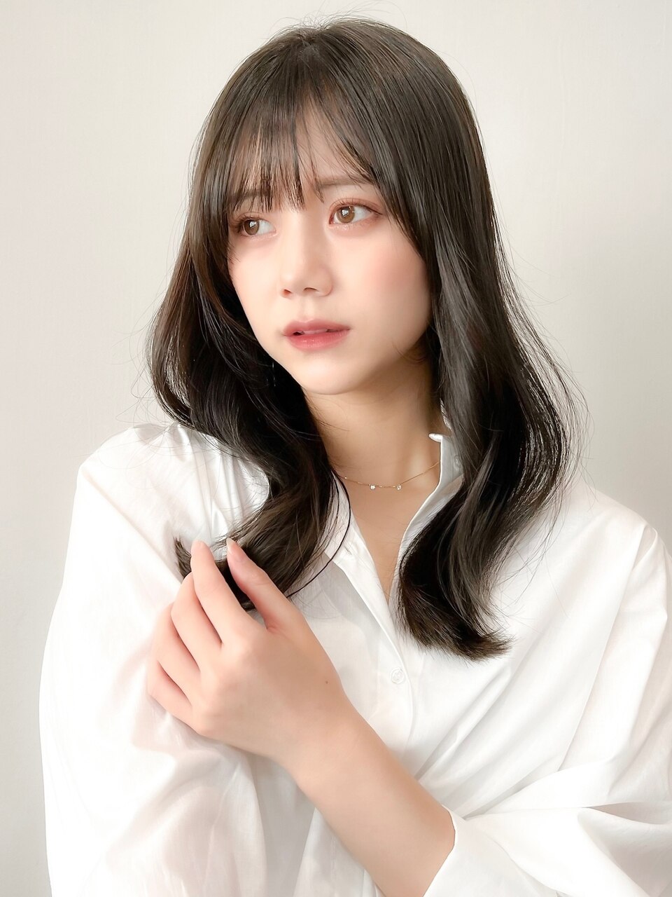 ホワイトグレージュミニウルフデジタルパーマチェリーブラウン