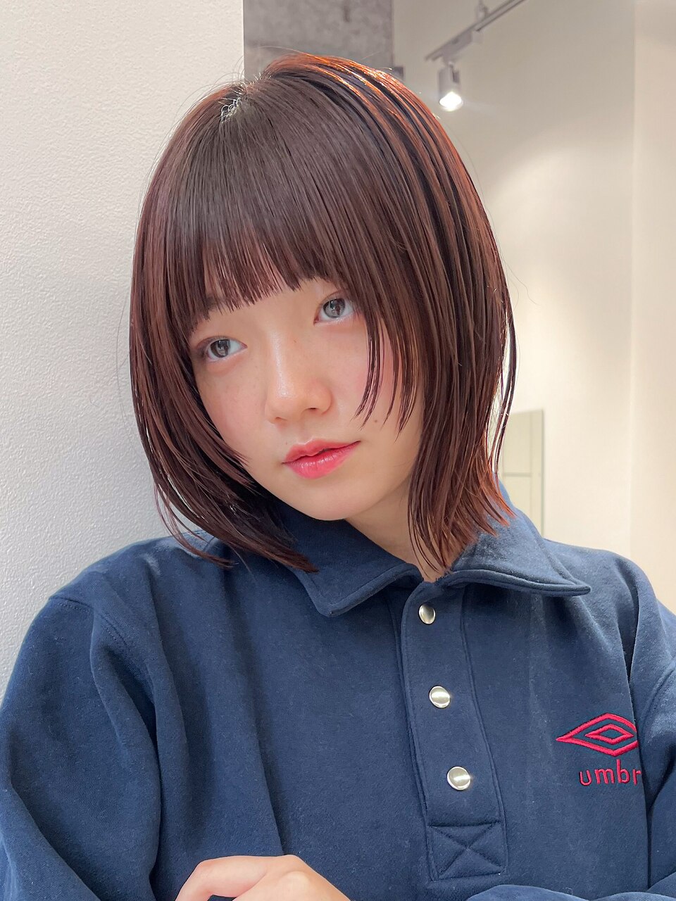 ボブウルフ/ウルフボブ/レイヤーボブ/チェリーブラウン