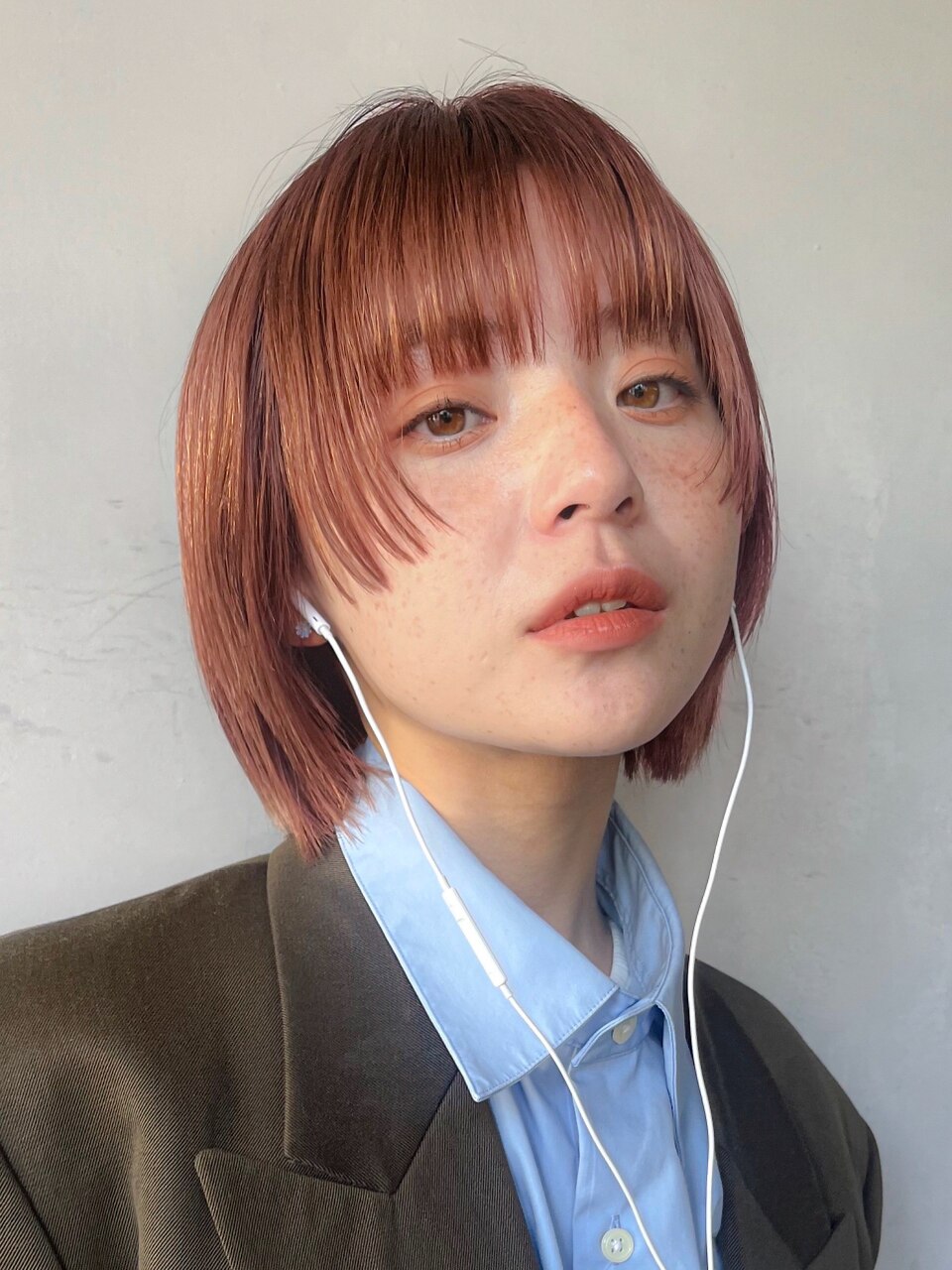 ミニボブ/姫カット/ぱつっとボブ/オレンジベージュ