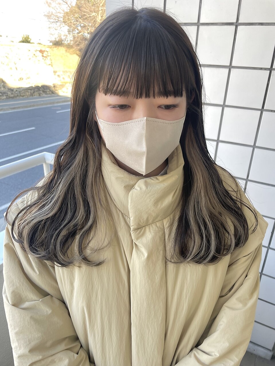 姫路インナーカラーイヤリングカラーミルクティーベージュ