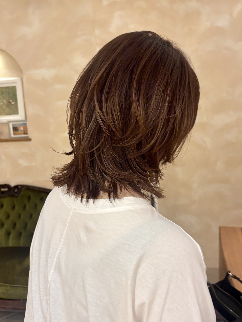 ★クラゲヘアー 細めハイライトモカブラウン ボブレイヤー 銀座