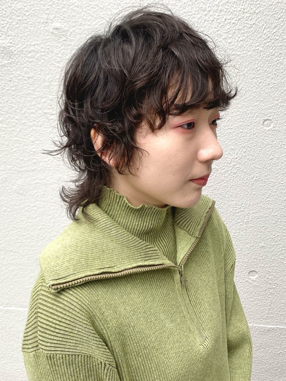 ミディアムウルフパーマ波巻きパーマ