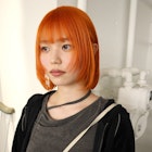 ハイトーンケアブリーチオレンジカラーボブ