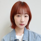 くびれショートボブ/切りっぱなし/ミニボブ/オレンジレッド暖色