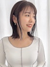 韓国/くびれボブ/小顔ヘア/レイヤーカット/ミルクティーベージュ