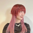 ロングウルフマッシュウルフ派手髪デザインカラーピンクオレンジ