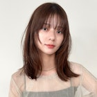 セミロング 顔周りカット 顔周りレイヤー 艶ブラウン 表参道