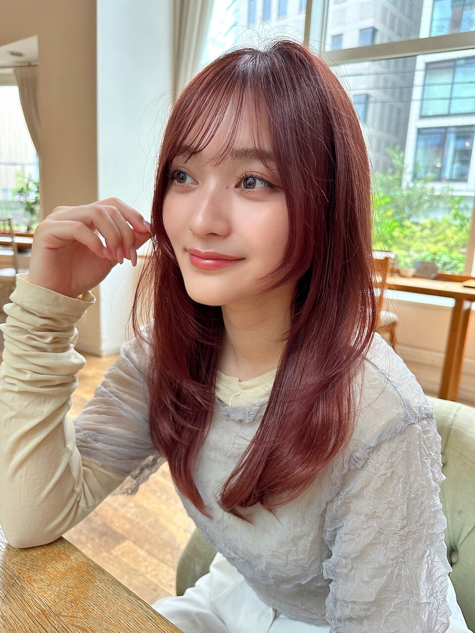 レイヤーくびれヘアアプリコットオレンジ　AS-8