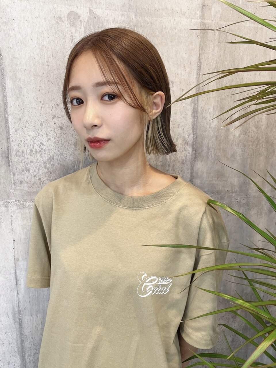 【Coral切りっぱなしボブ&インナーベージュカラー】