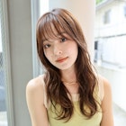 斜めバング/抜け感/ウェットヘア/くびれヘア/セミディ/自由が丘