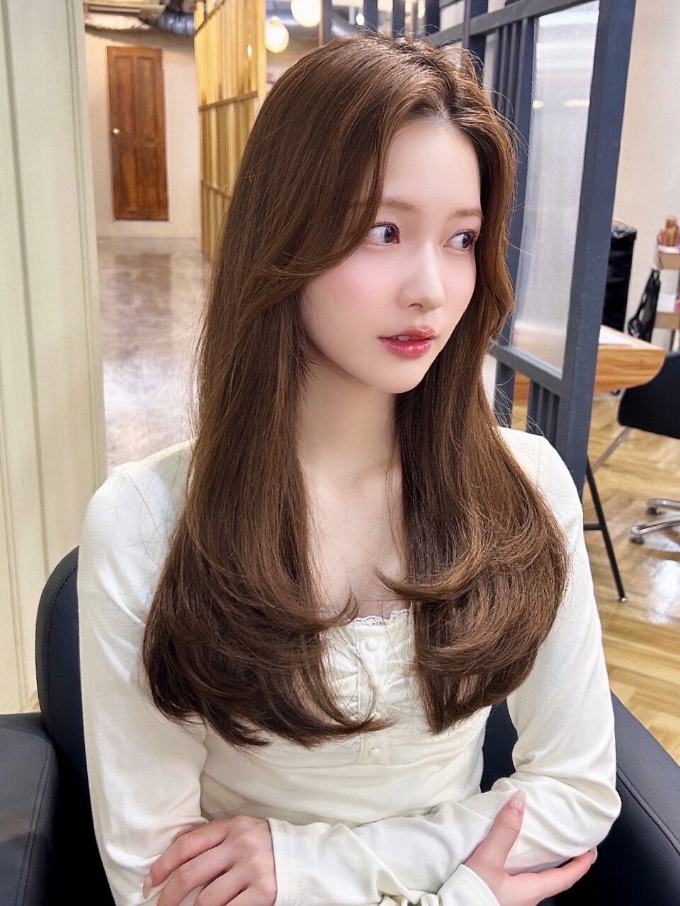 〇レイヤーカット 韓国前髪 透明感カラー ワンカール