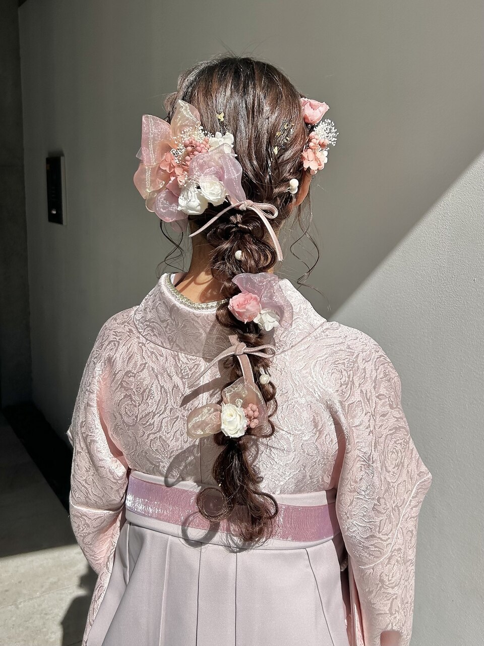 卒業式袴ヘアセット編みおろしヘア