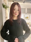 ミディアムレイヤーカット　ピンクバイオレット