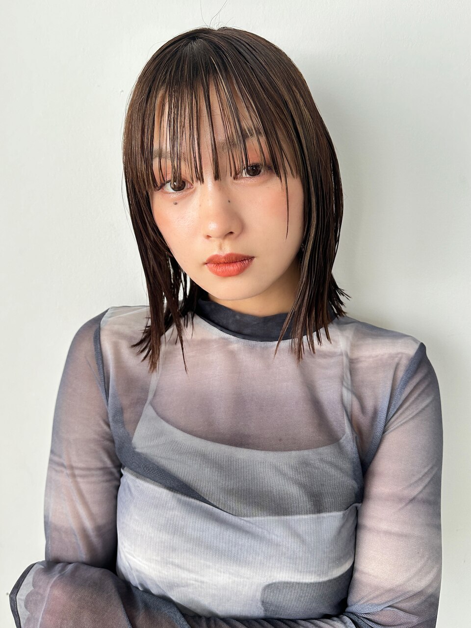 切りっぱなしボブ×ストレート×シースルーバング