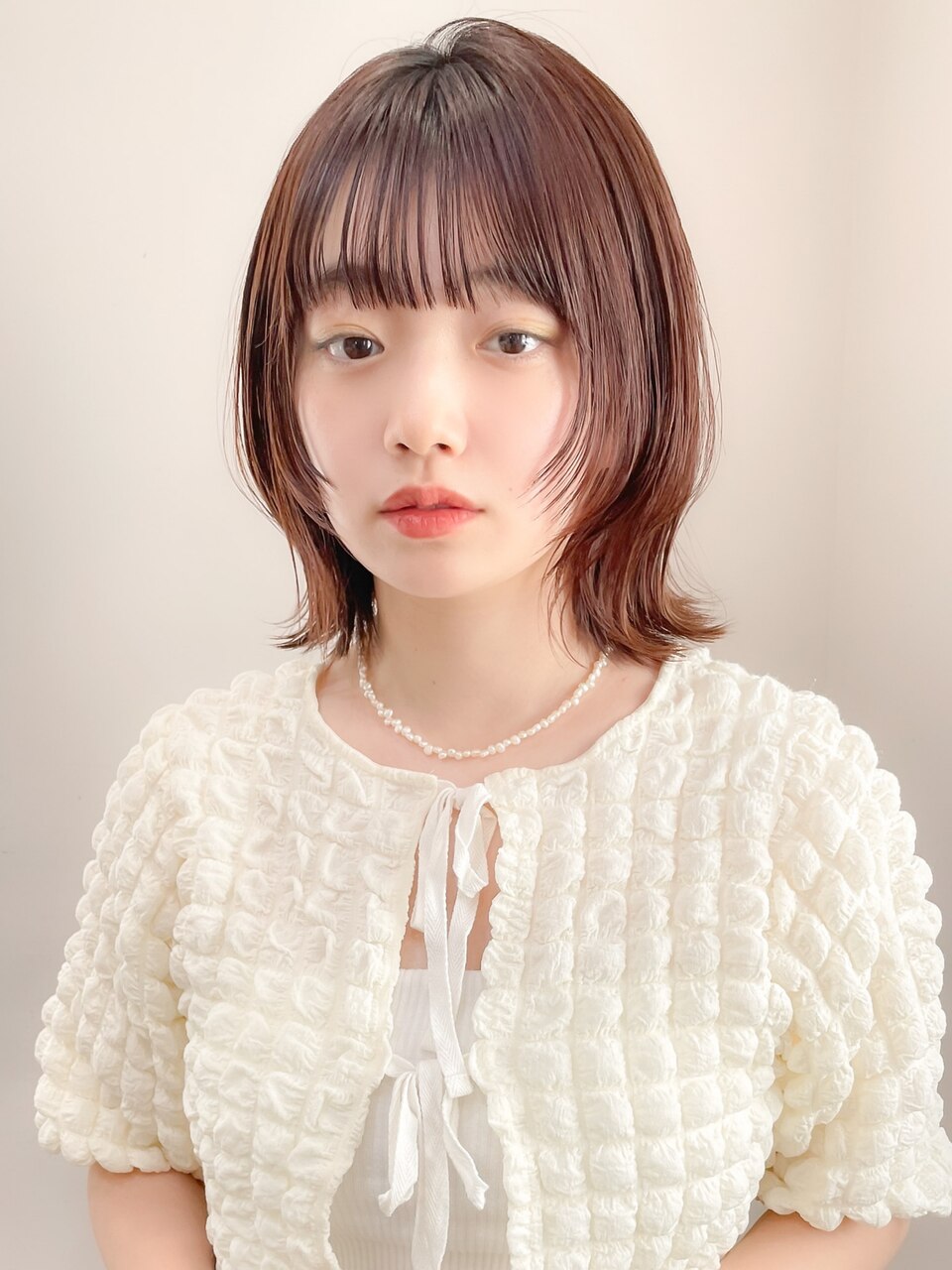 くびれヘアアプリコットオレンジ夏ヘアハイライトカラー