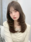 小顔見えワンカール＊ハッシュカットレイヤーショコラグレージュ