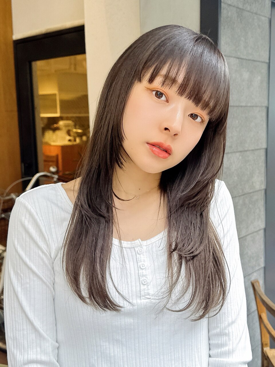 【シースルー×レイヤーロング】透明感ナチュラルストレート