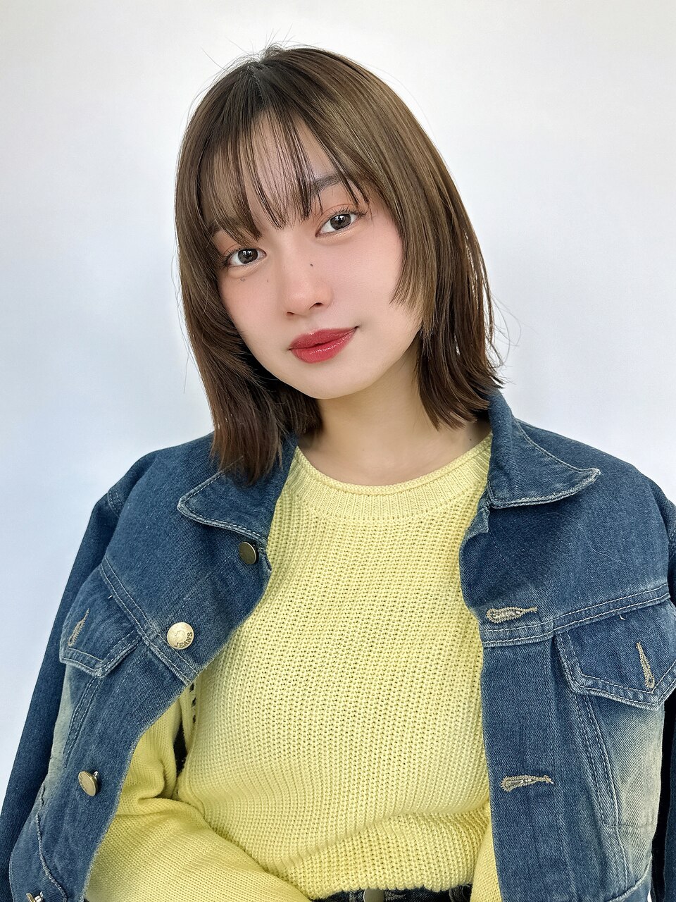 【くびれボブ×シースルーバング】柔らかミルクティーベージュ