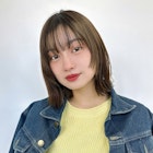 【くびれボブ×シースルーバング】柔らかミルクティーベージュ