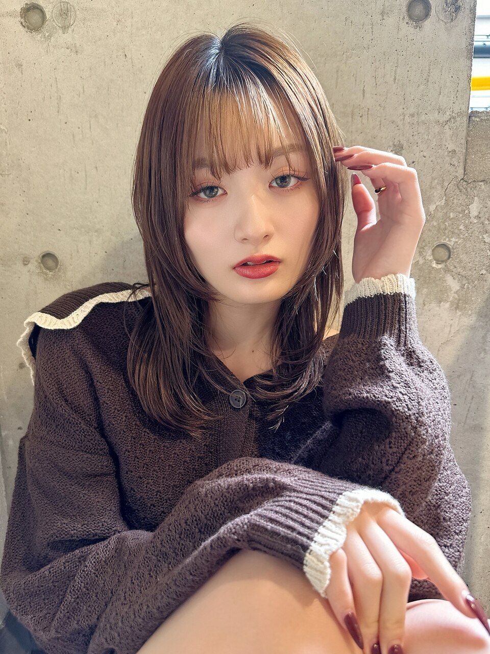 【レイヤーミディ×シースルーバング】大人可愛いくびれミディ