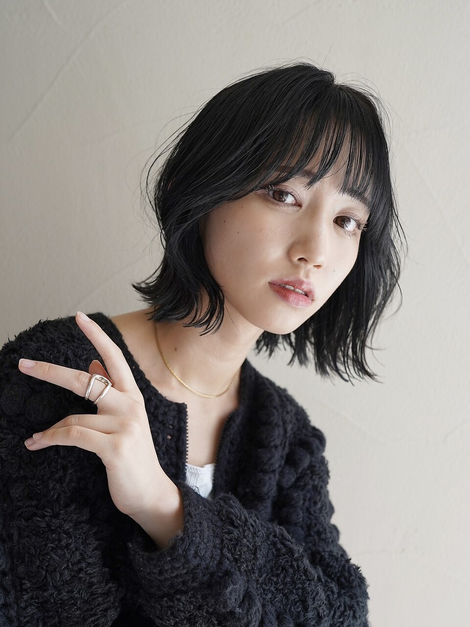 大人くびれボブ×ネイビーブラック