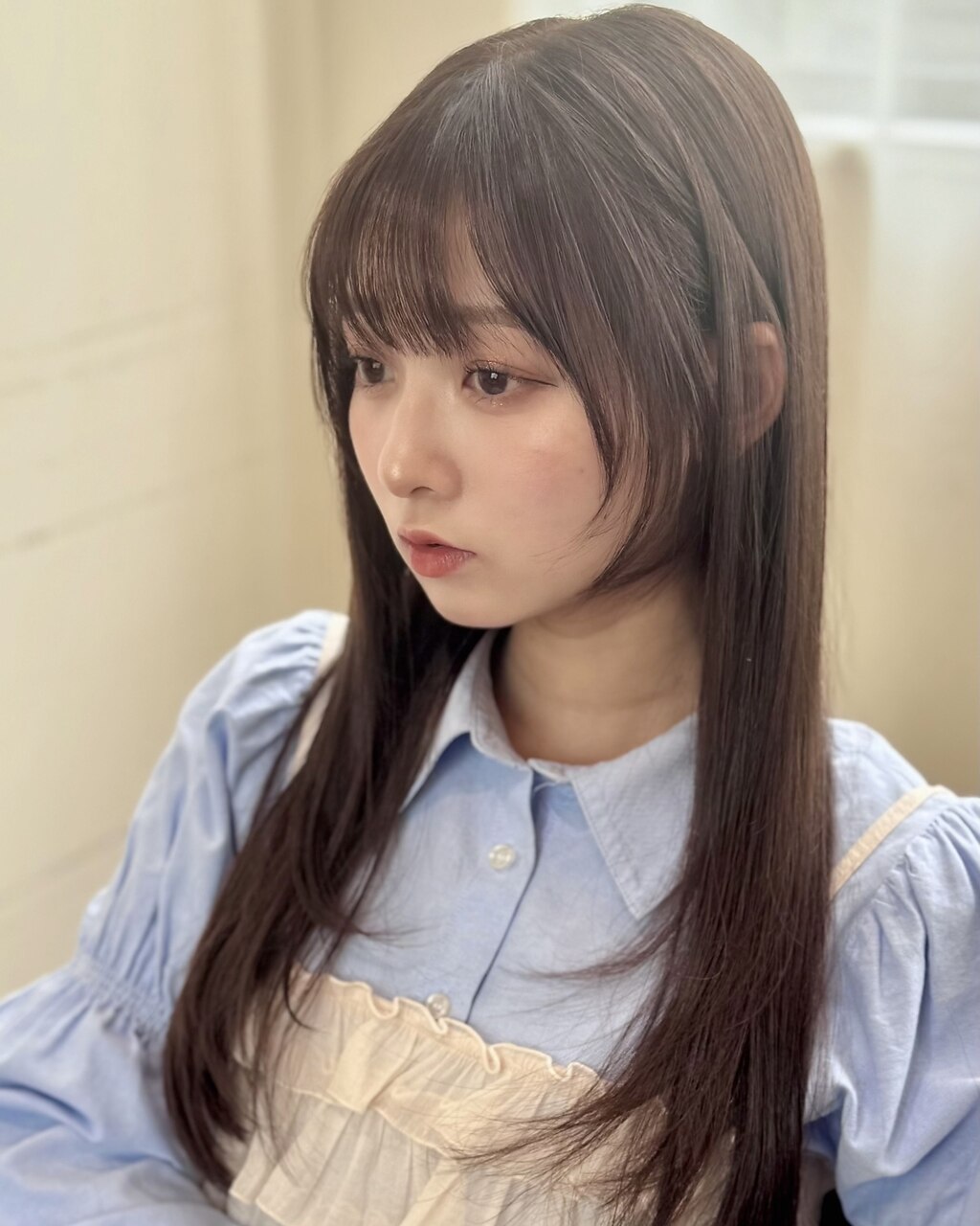 【韓国ヘア】ロングスタイル顔まわりレイヤー ★薄め前髪