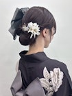 浴衣◆タイトシニヨンタイトヘア韓国ヘアアレンジ浴衣暗めカラー