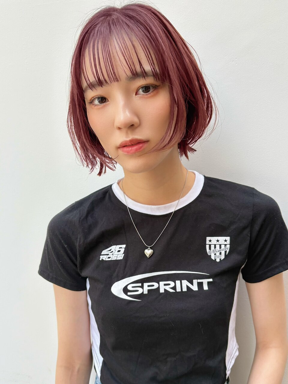 ピンクアッシュフェイスレイヤーボブ似合わせ小顔t720