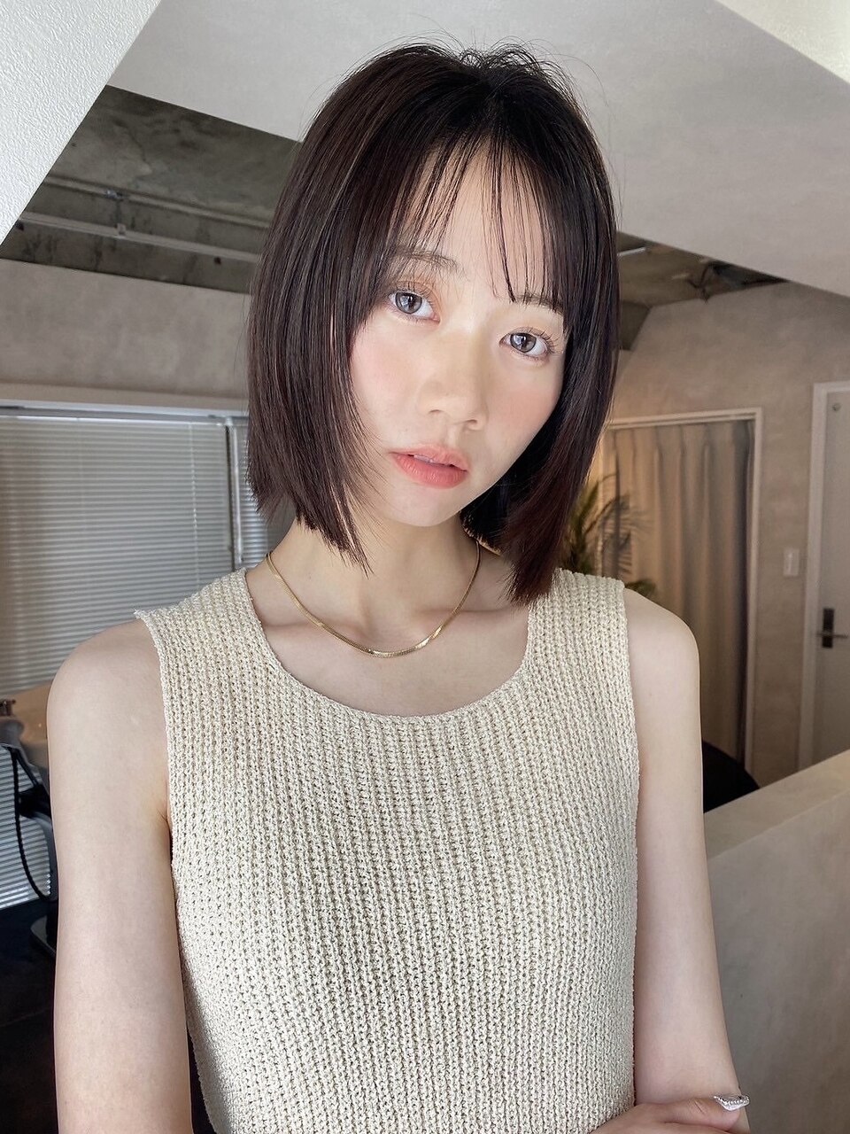 レイヤーボブ/透け感バング/ナチュラル内巻きボブ