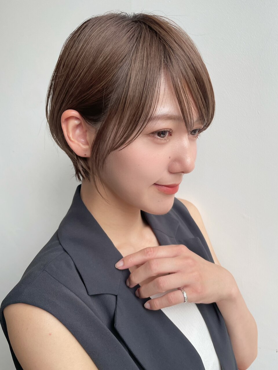 似合わせショートハイライト白髪ぼかしグレージュt81