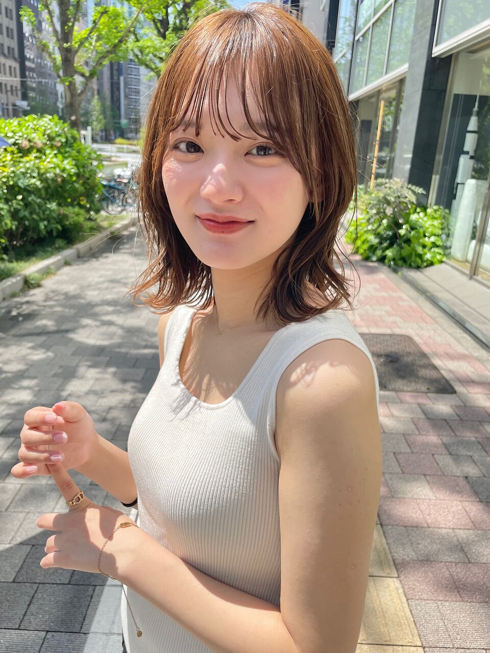 結んでも可愛いミディアムボブ