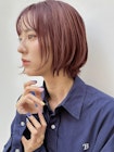 ピンクアッシュフェイスレイヤーボブ似合わせ小顔A0731