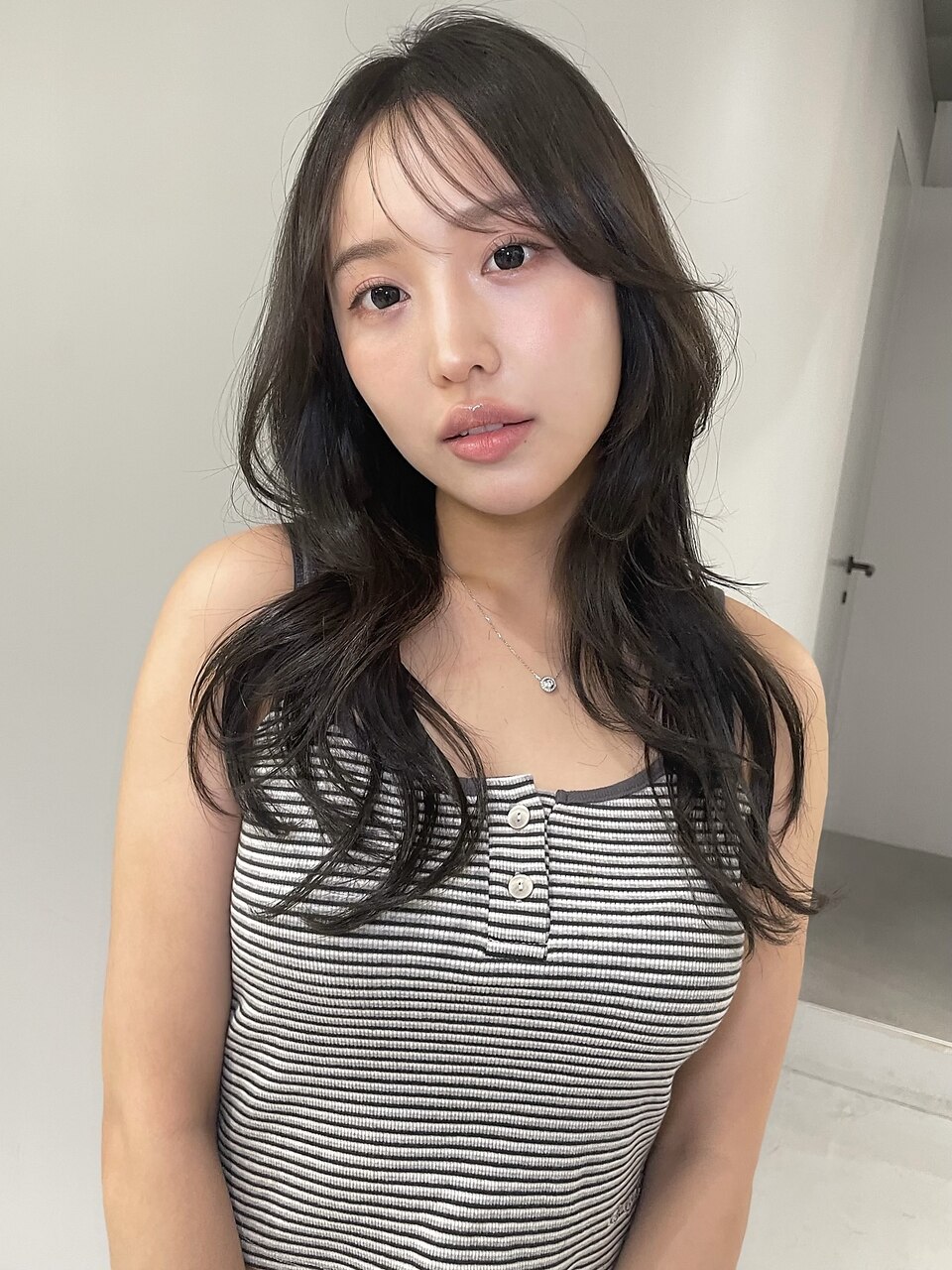 韓国ロングレイヤー/グレージュ