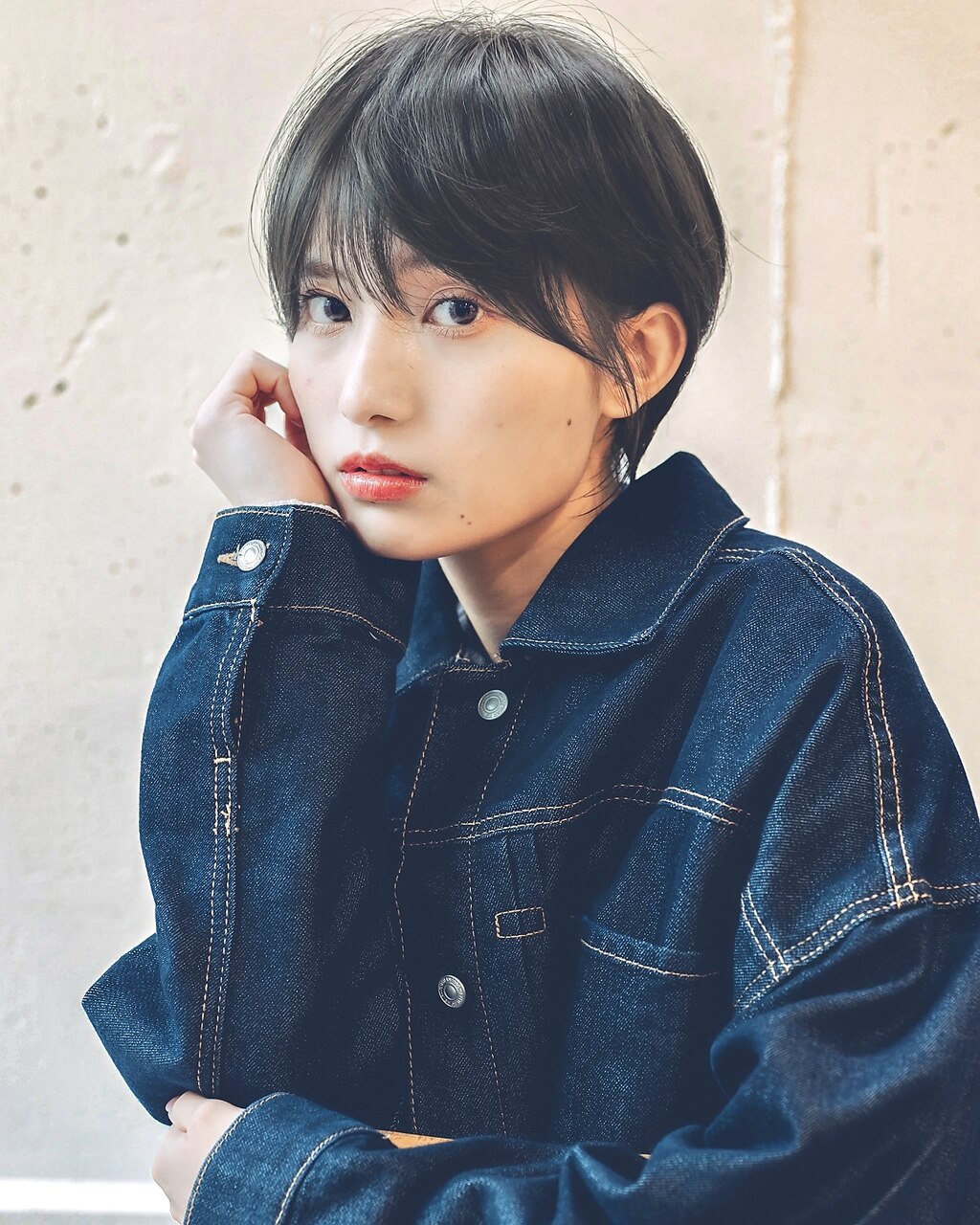 黒髪/マッシュショート/耳掛けショート/小顔カット/グレージュ