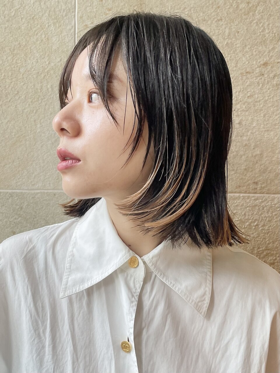 ★裾カラーブリーチ/小顔ボブレイヤー/フェイスレイヤーボブ銀座